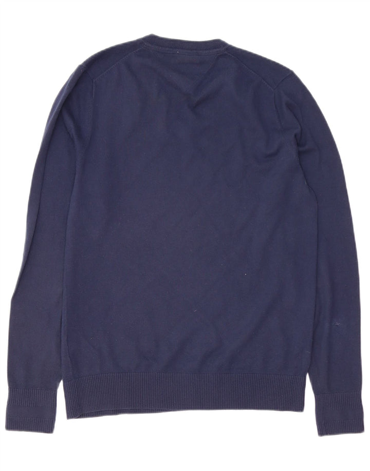 TOMMY HILFIGER Mens V-Neck Jumper Sweater Medium Navy Blue Cotton