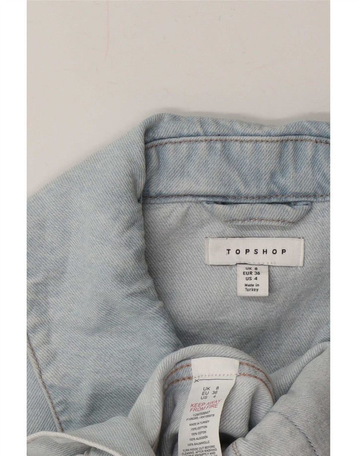 Topshop Womens Oversized Denim Jacket UK 8 Small Blue Cotton