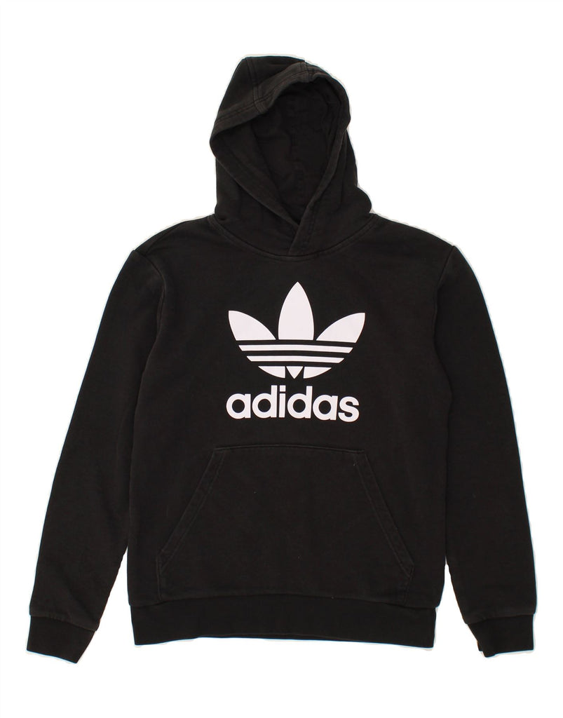 ADIDAS Boys Graphic Hoodie Jumper 13-14 Years  Black Cotton Vintage Adidas and Second-Hand Adidas from Messina Hembry 