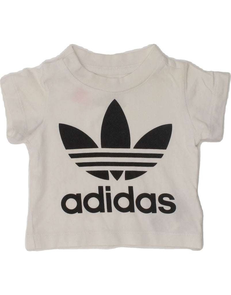 ADIDAS Baby Girls Graphic T-Shirt Top 0-3 Months White Cotton | Vintage Adidas | Thrift | Second-Hand Adidas | Used Clothing | Messina Hembry 