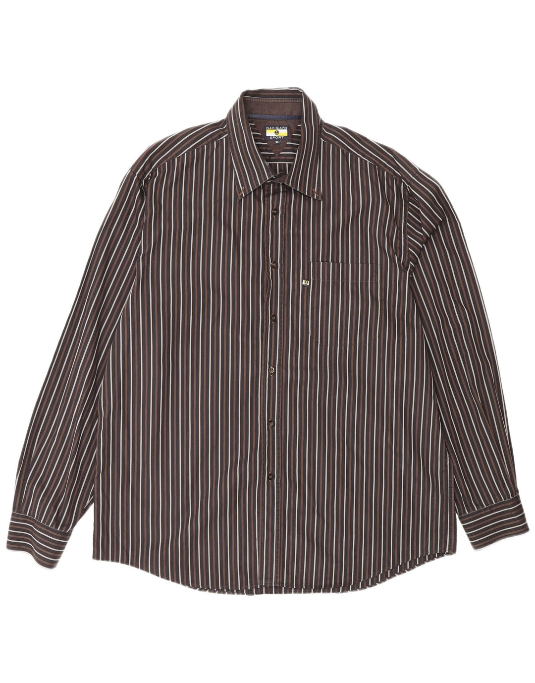Navigare Mens Shirt XL Brown Striped