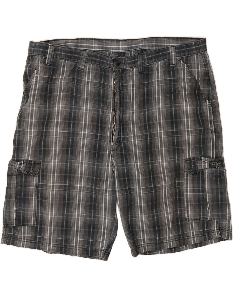 WRANGLER Mens Cargo Shorts W44 2XL Grey Check Cotton Vintage Wrangler and Second-Hand Wrangler from Messina Hembry 