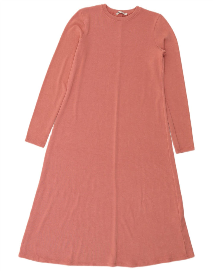 Zara Womens Maxi Jumper Dress UK 12 Medium Pink Polyester
