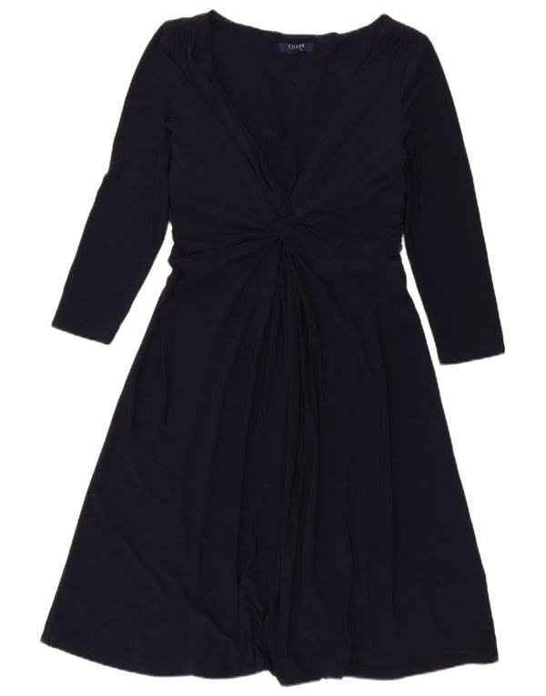 Chaps Womens 3/4 Sleeve A-Line Dress UK 12 Medium Navy Blue Polyester