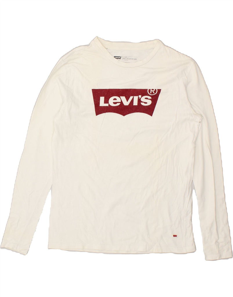 LEVI'S Mens Standard Fit Graphic Top Long Sleeve Small White Cotton | Vintage Levi's | Thrift | Second-Hand Levi's | Used Clothing | Messina Hembry 