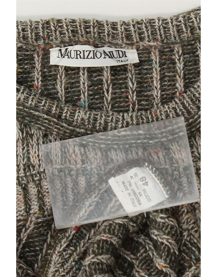 Vintage Mens Crew Neck Jumper Sweater IT 48 Medium Green Acrylic