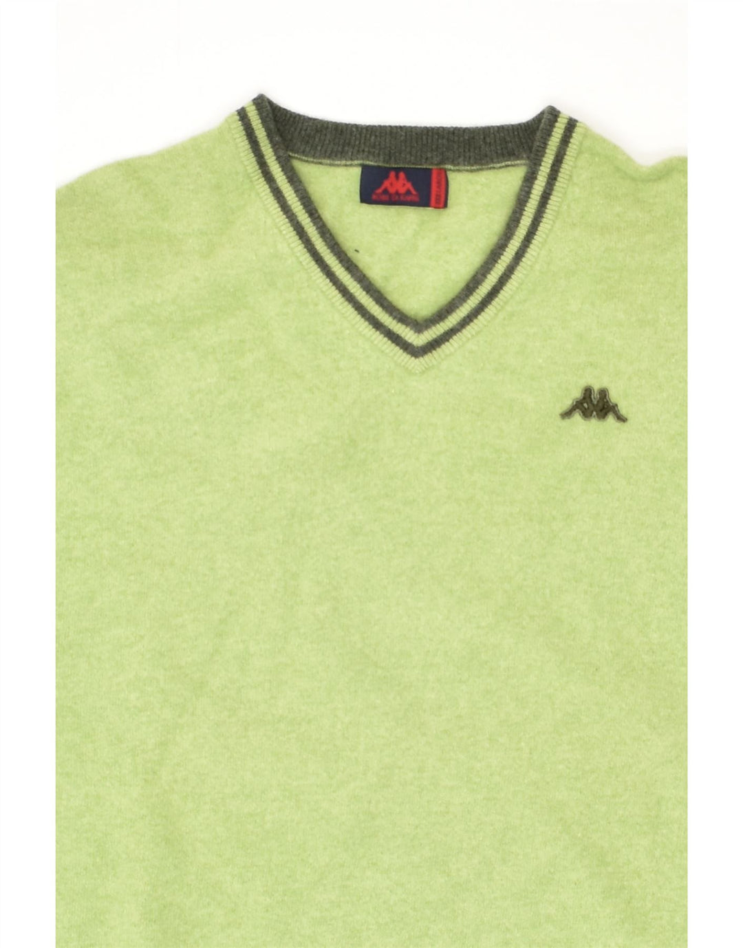 KAPPA Boys V-Neck Jumper Sweater 15-16 Years 3XL Green Virgin Wool | Vintage Kappa | Thrift | Second-Hand Kappa | Used Clothing | Messina Hembry 