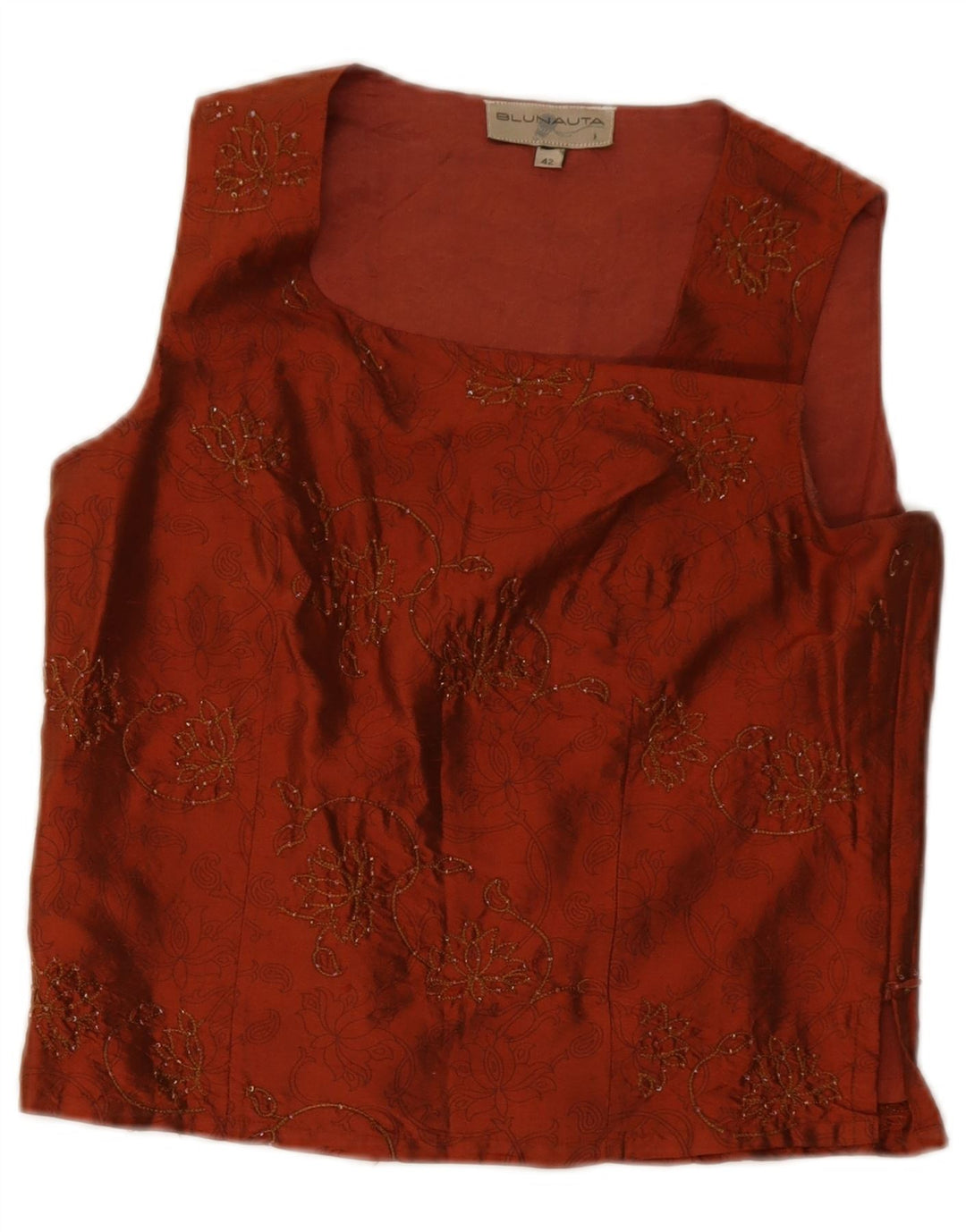 Blunauta Womens 4 Button 3 Piece Set IT 42 Medium W28  Orange Floral Silk