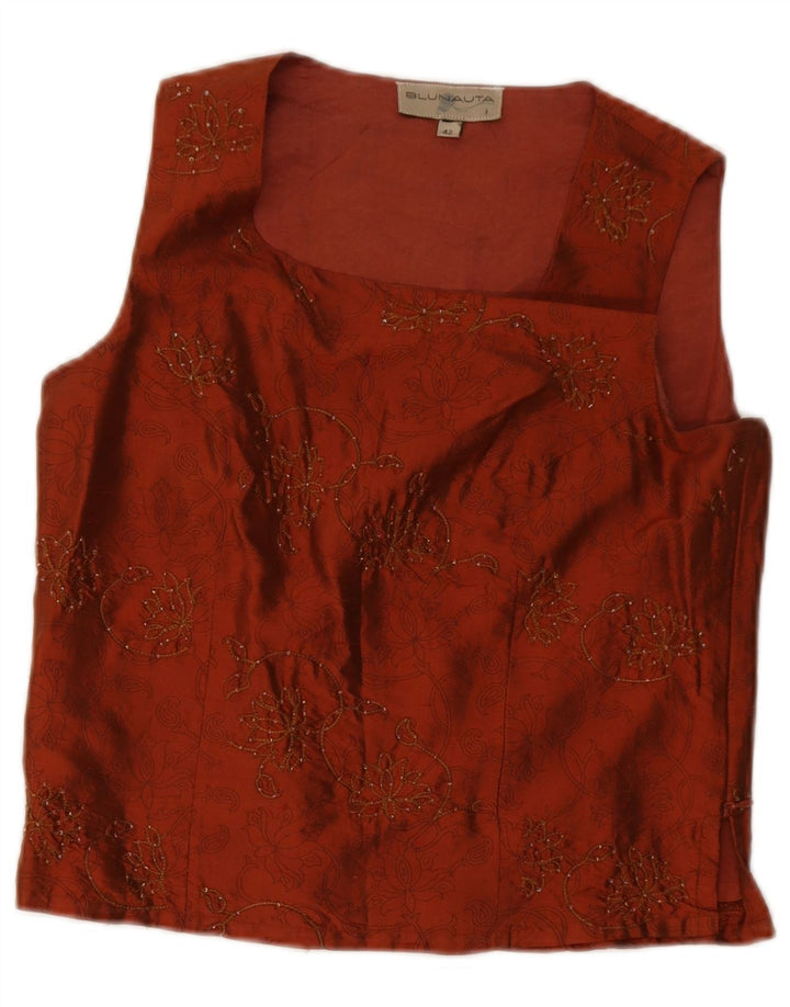 Blunauta Womens 4 Button 3 Piece Set IT 42 Medium W28  Orange Floral Silk