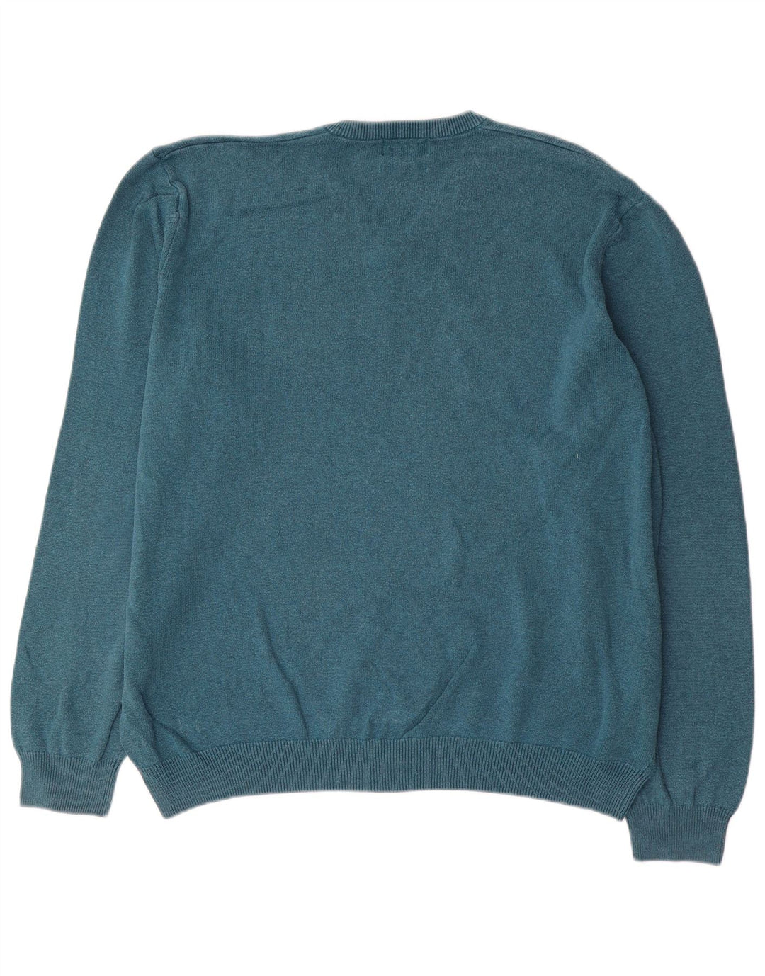 Marks & Spencer Mens V-Neck Jumper Sweater 2XL Blue Cotton