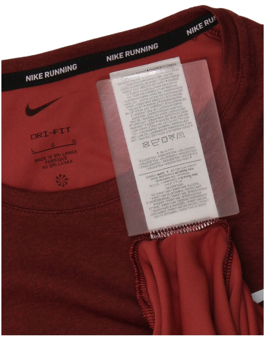 Nike Mens Running T-Shirt Top Large Burgundy Polyester