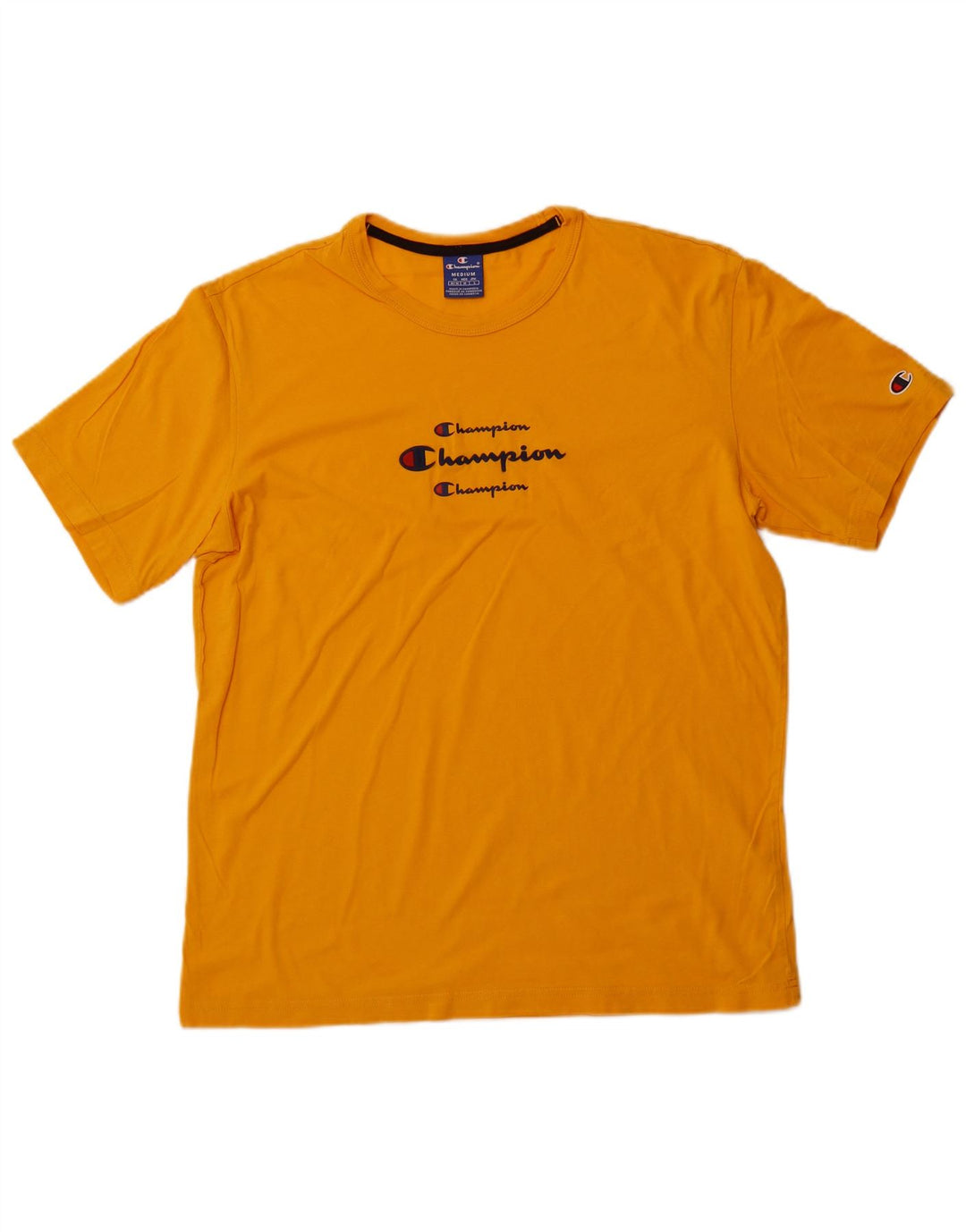 CHAMPION Mens Graphic T-Shirt Top Medium Yellow