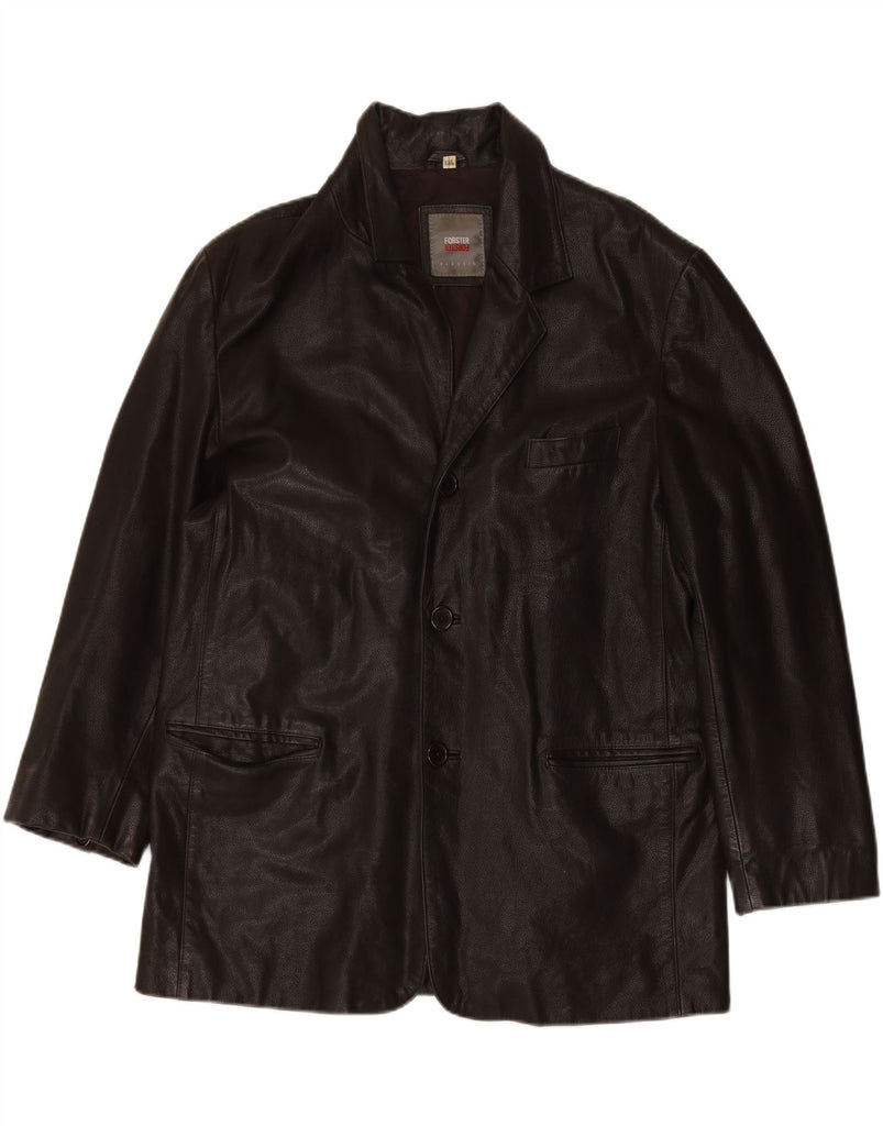 VINTAGE Mens Classic Leather Jacket UK 46 3XL Black Leather Vintage Vintage and Second-Hand Vintage from Messina Hembry 