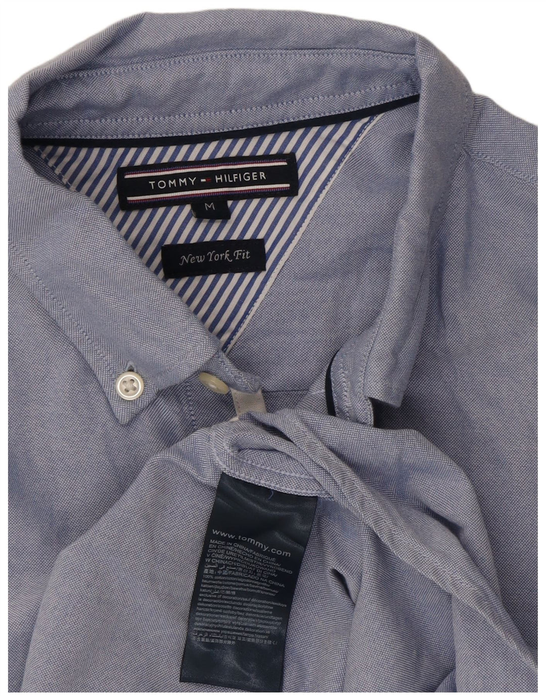 Tommy Hilfiger Mens New York Fit Shirt Medium Blue Cotton