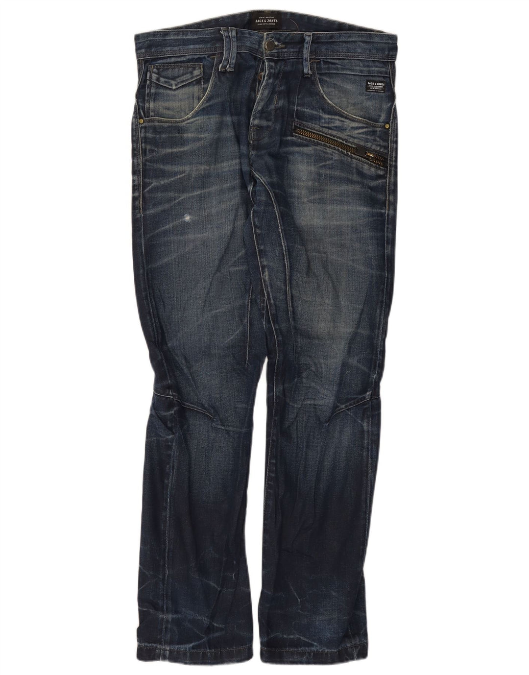 Jack & Jones Mens Straight Jeans W32 L32 Blue Cotton