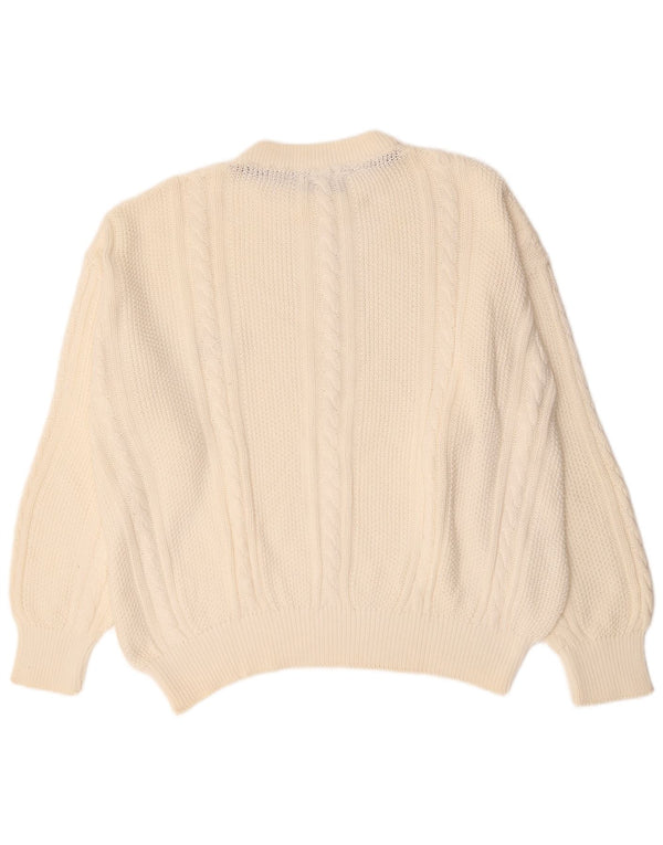 Vintage Mens Boat Neck Jumper Sweater 2XL White Cotton