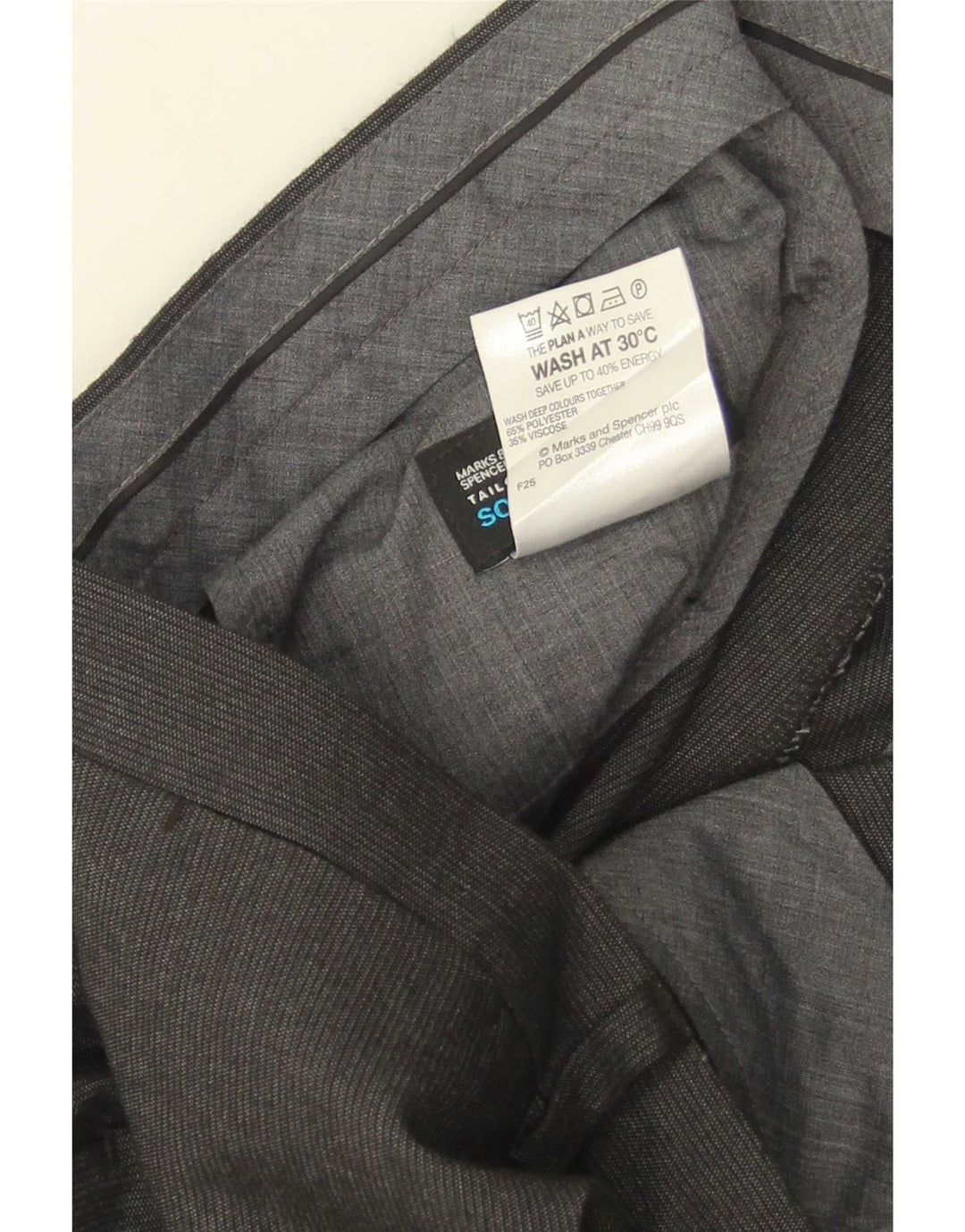 Marks & Spencer Mens Straight Suit Trousers W38 L31 Grey Pinstripe
