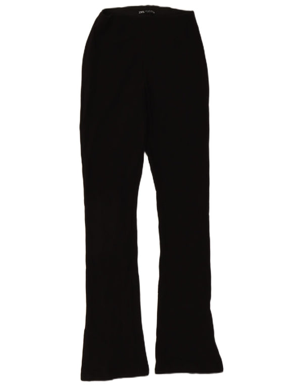 Zara Womens Flare Casual Trousers Small W26 L30 Black Polyester