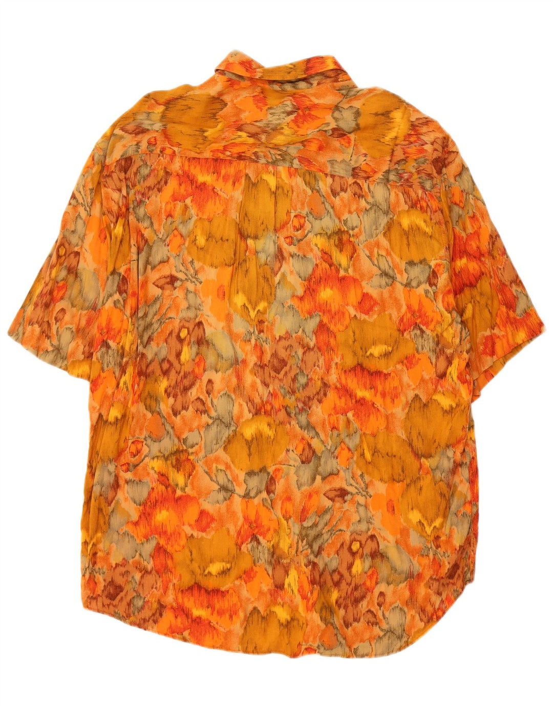 Wampum Mens Short Sleeve Shirt Large Orange Floral