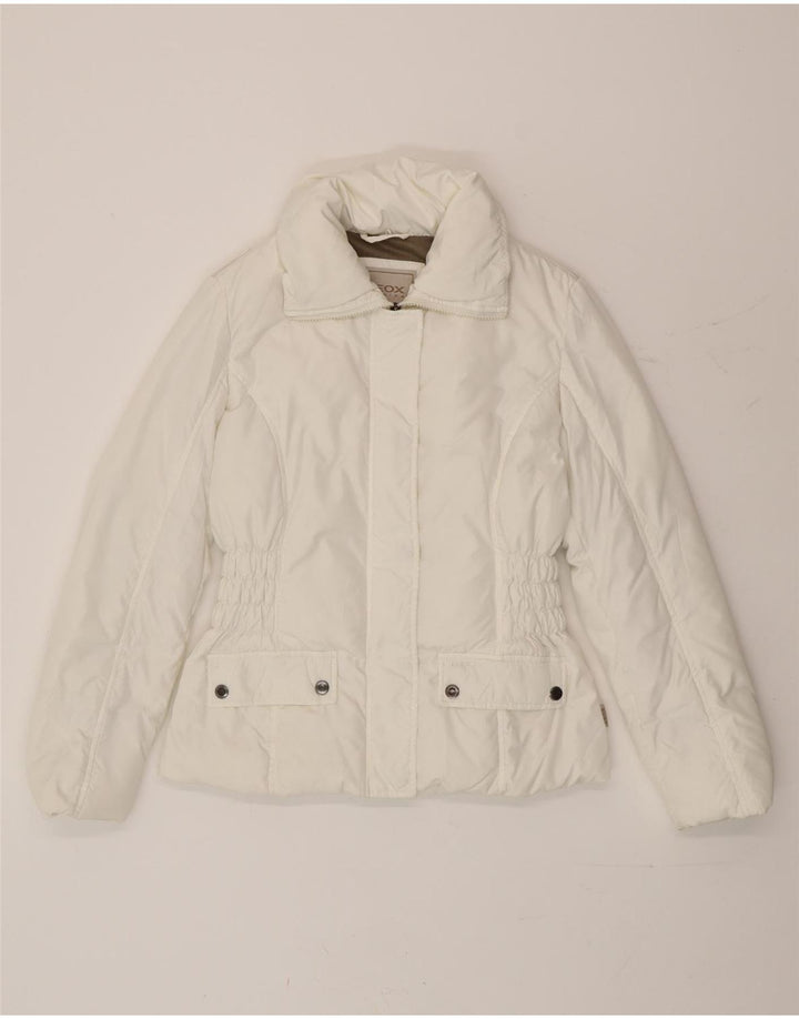 Geox Womens Respira Oversized Padded Jacket UK 6 XS White Polyester
