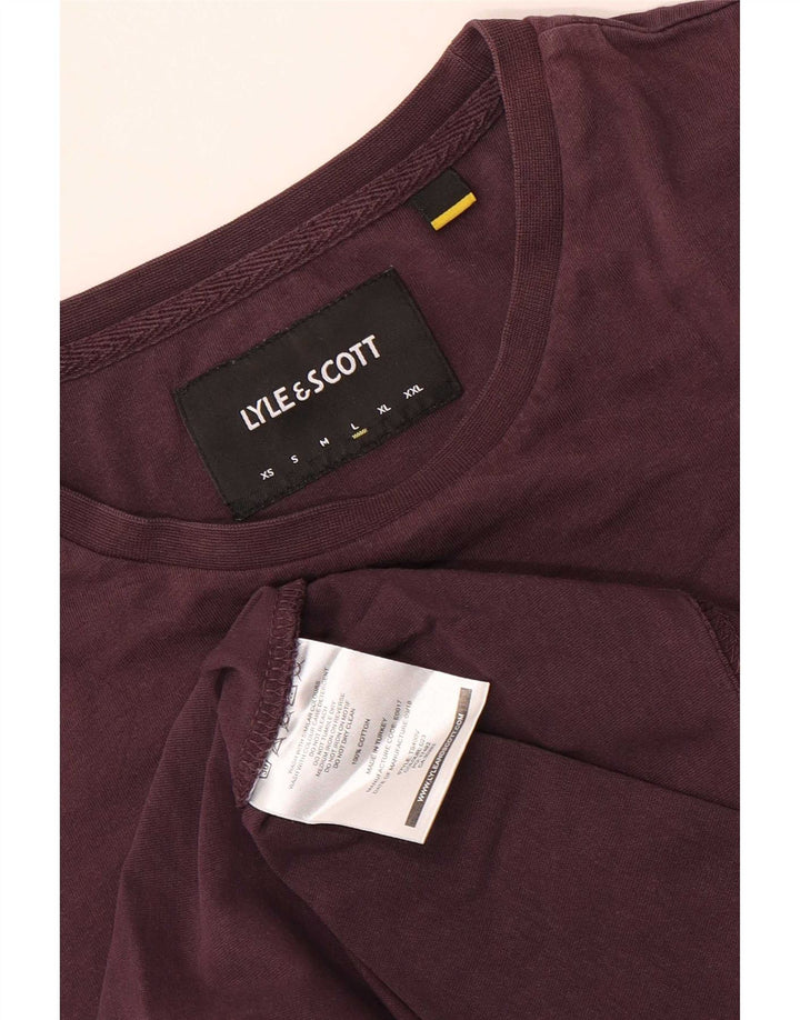 Lyle & Scott Mens T-Shirt Top Large Maroon Cotton