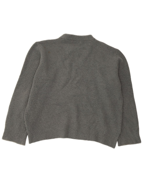 Zara Womens Oversized Crew Neck Jumper Sweater UK 14 Medium Grey Acrylic