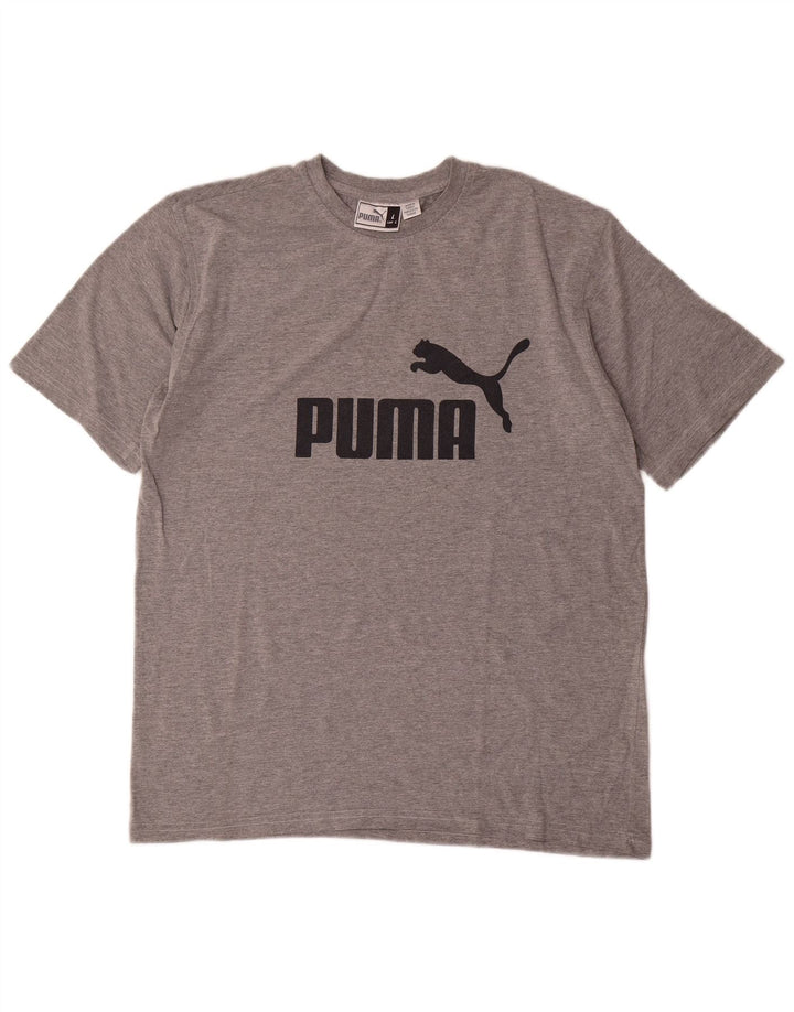 Puma Mens Graphic T-Shirt Top Large Grey Flecked Cotton