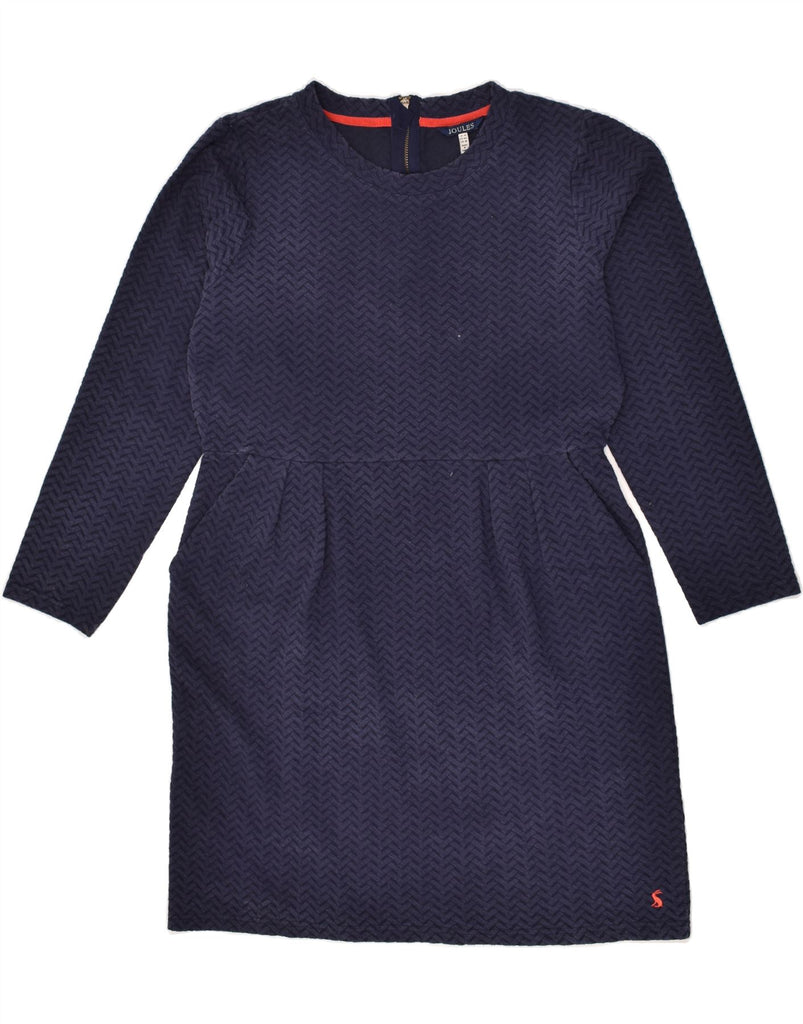 JOULES Womens Long Sleeve Basic Dress UK 14 Large  Navy Blue Chevron | Vintage Joules | Thrift | Second-Hand Joules | Used Clothing | Messina Hembry 