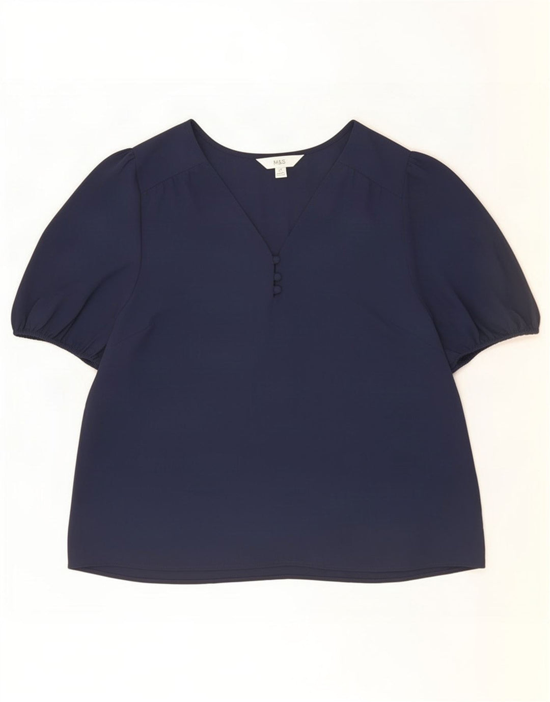 Marks & Spencer Womens Blouse Top UK 14 Medium Navy Blue Polyester