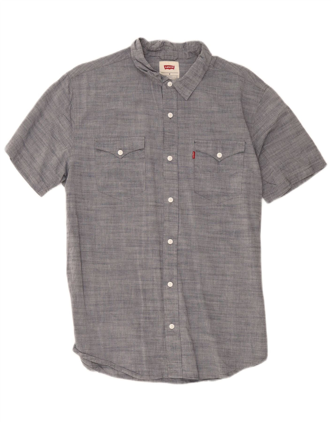 Levi's Mens Short Sleeve Shirt Medium Grey Flecked Cotton