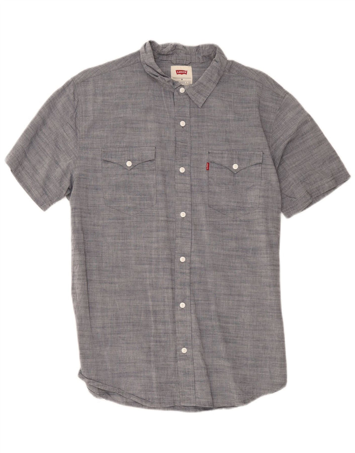 Levi's Mens Short Sleeve Shirt Medium Grey Flecked Cotton