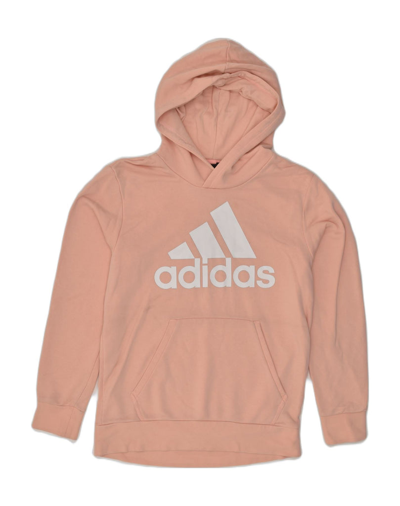 ADIDAS Womens Graphic Hoodie Jumper UK 14 Medium Pink Cotton | Vintage Adidas | Thrift | Second-Hand Adidas | Used Clothing | Messina Hembry 