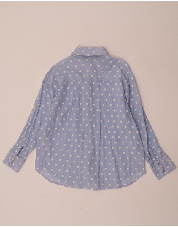 Zara Womens Shirt UK 10 Small Blue Polka Dot Polyester