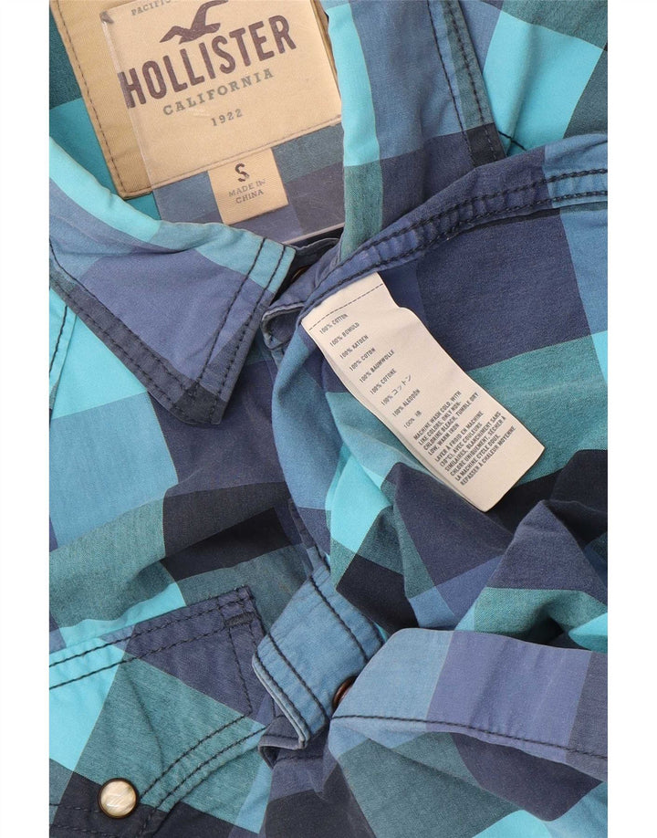 Hollister Mens Western Shirt Small Blue Gingham Cotton