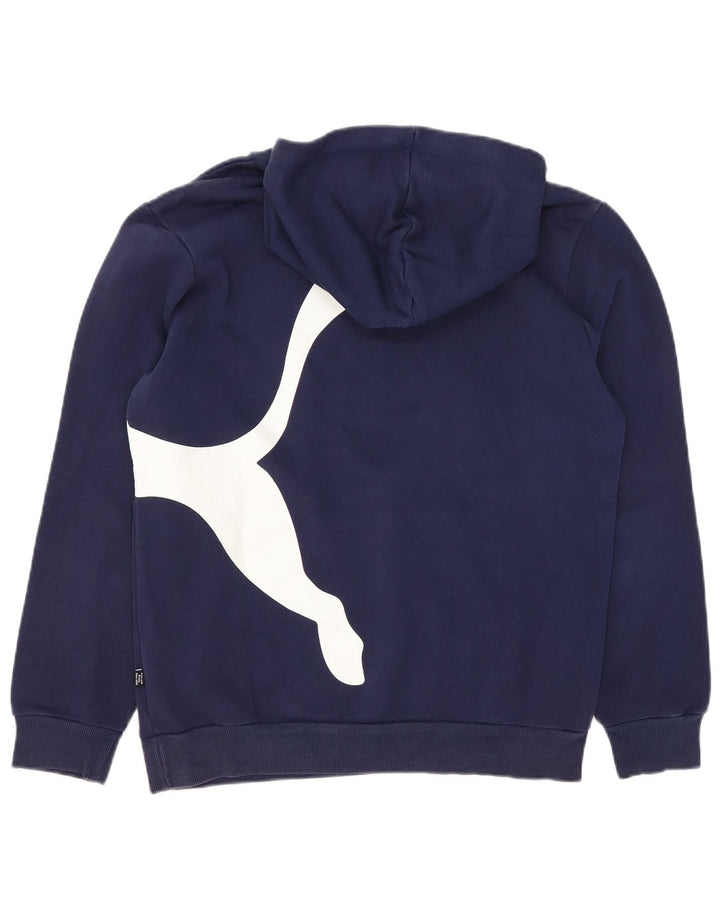 Puma Mens Graphic Hoodie Jumper Small Navy Blue Cotton