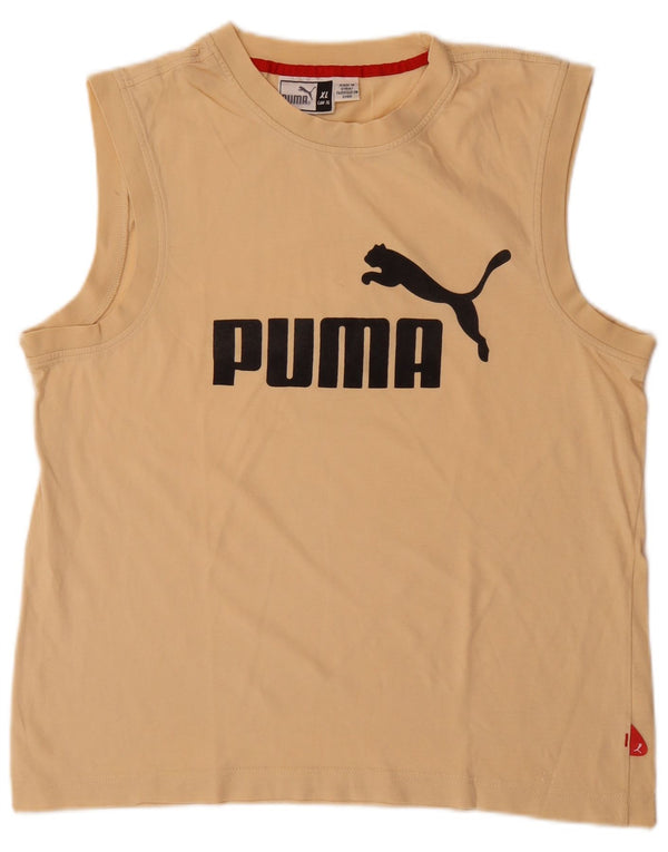 Puma Boys Graphic Vest Top 15-16 Years XL Yellow Cotton
