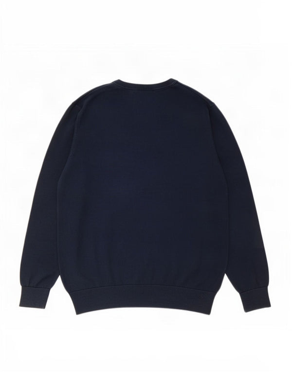 Timberland Mens V-Neck Jumper Sweater Medium Navy Blue Cotton