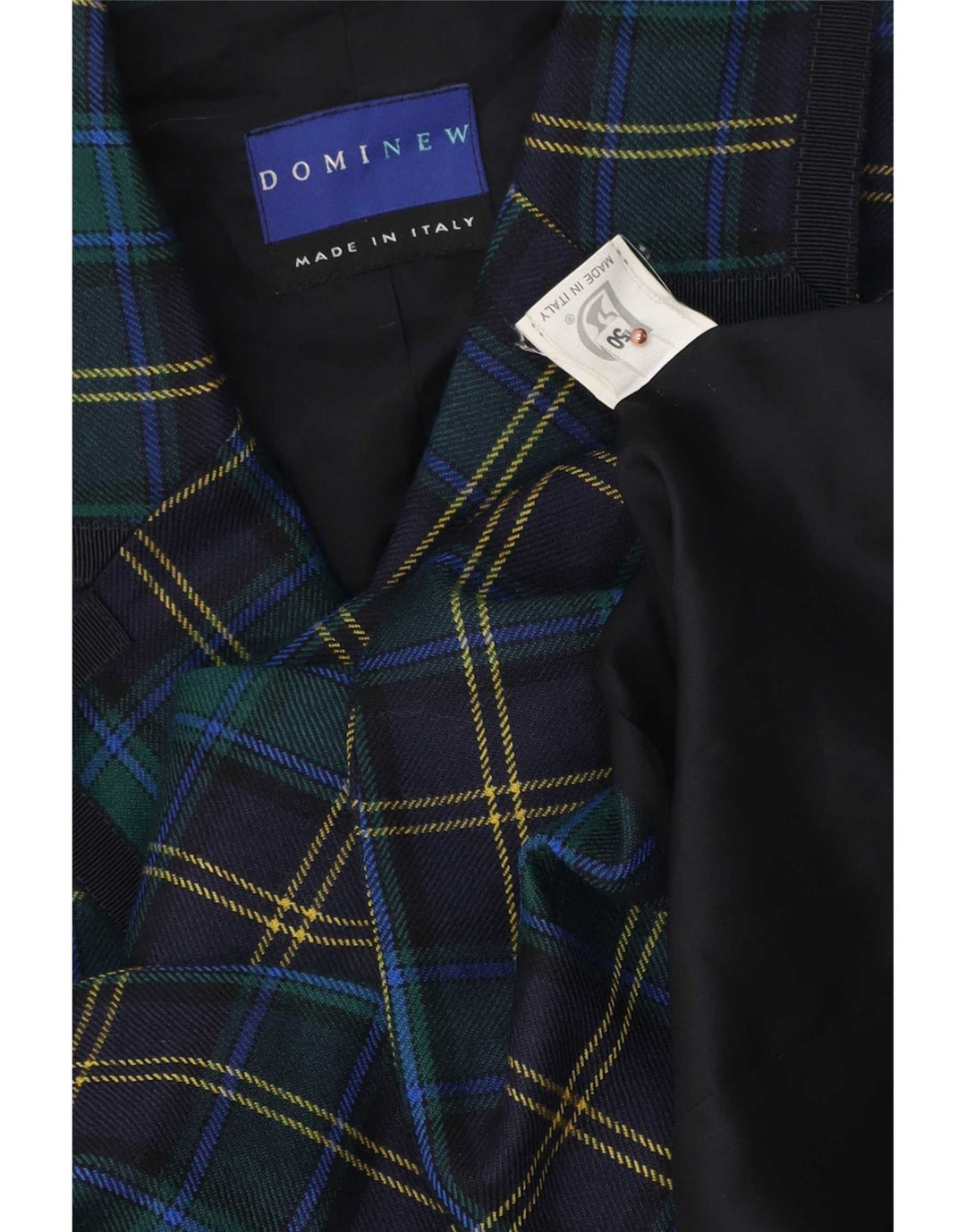 Dominew Womens 3 Button Blazer Jacket IT 50 XL Green Check Virgin Wool
