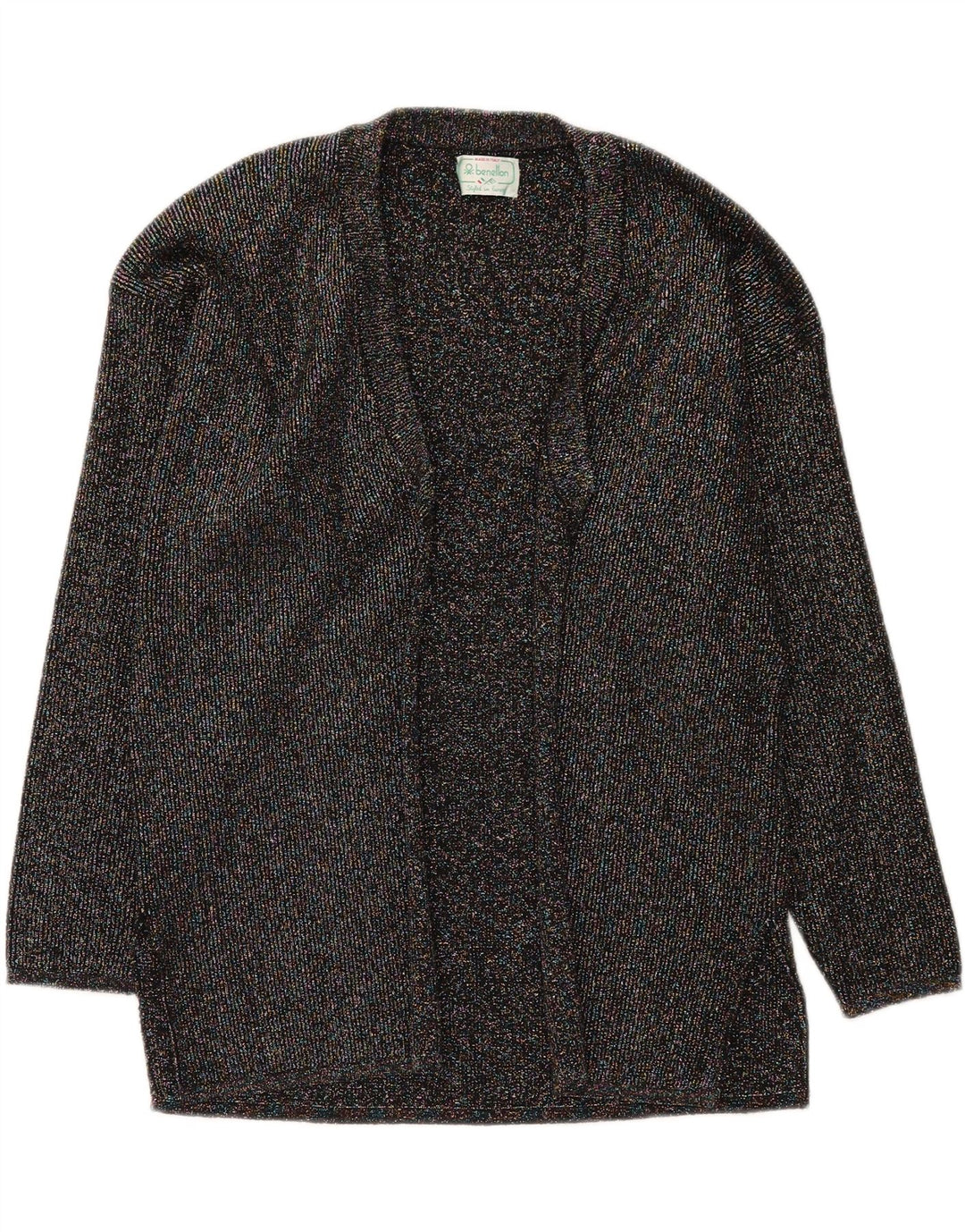 BENETTON Womens Open Cardigan Sweater IT 44 Medium Black Flecked Wool Vintage Benetton and Second-Hand Benetton from Messina Hembry 