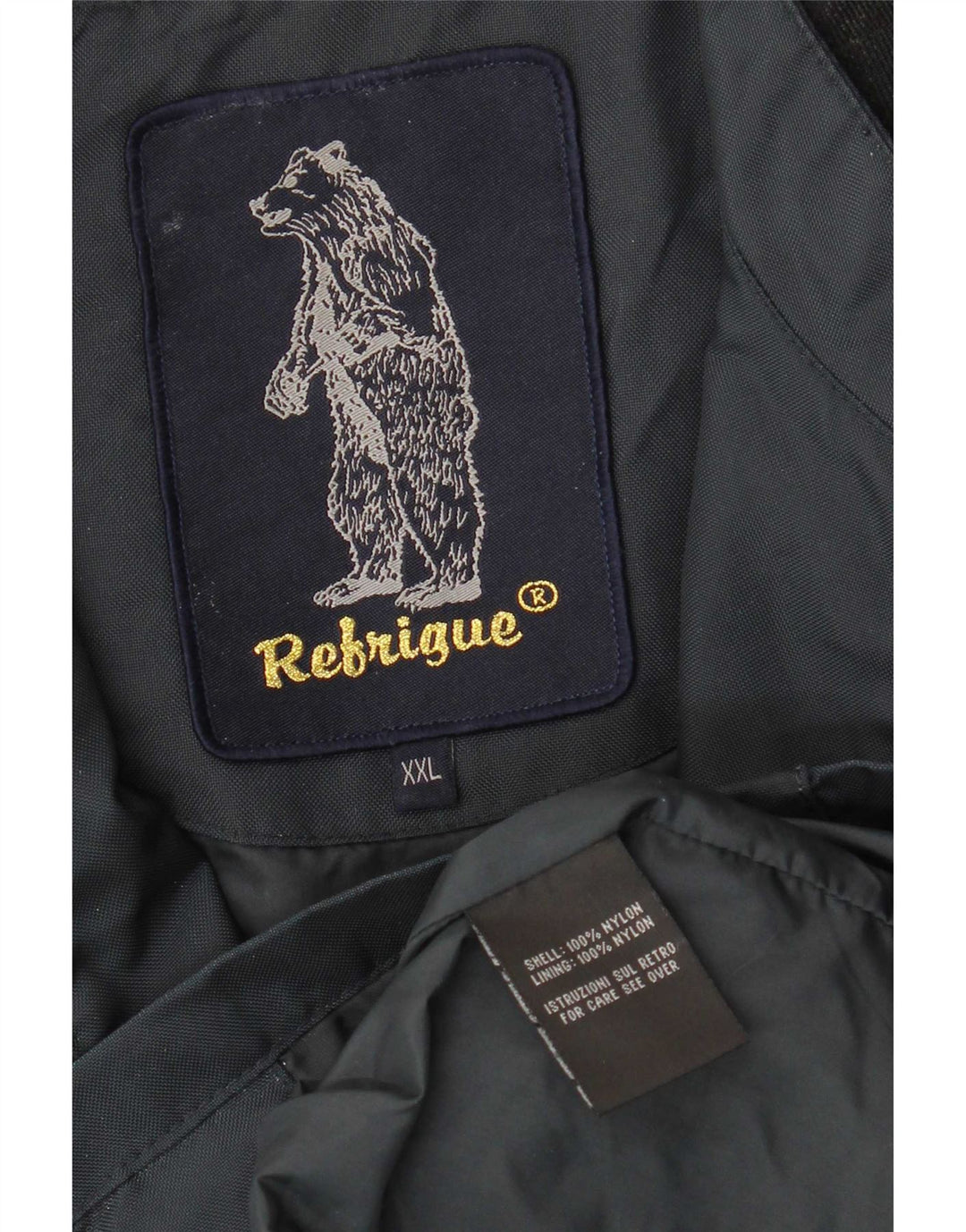 Refrigue Mens Bomber Jacket UK 44 2XL Navy Blue Colourblock Nylon