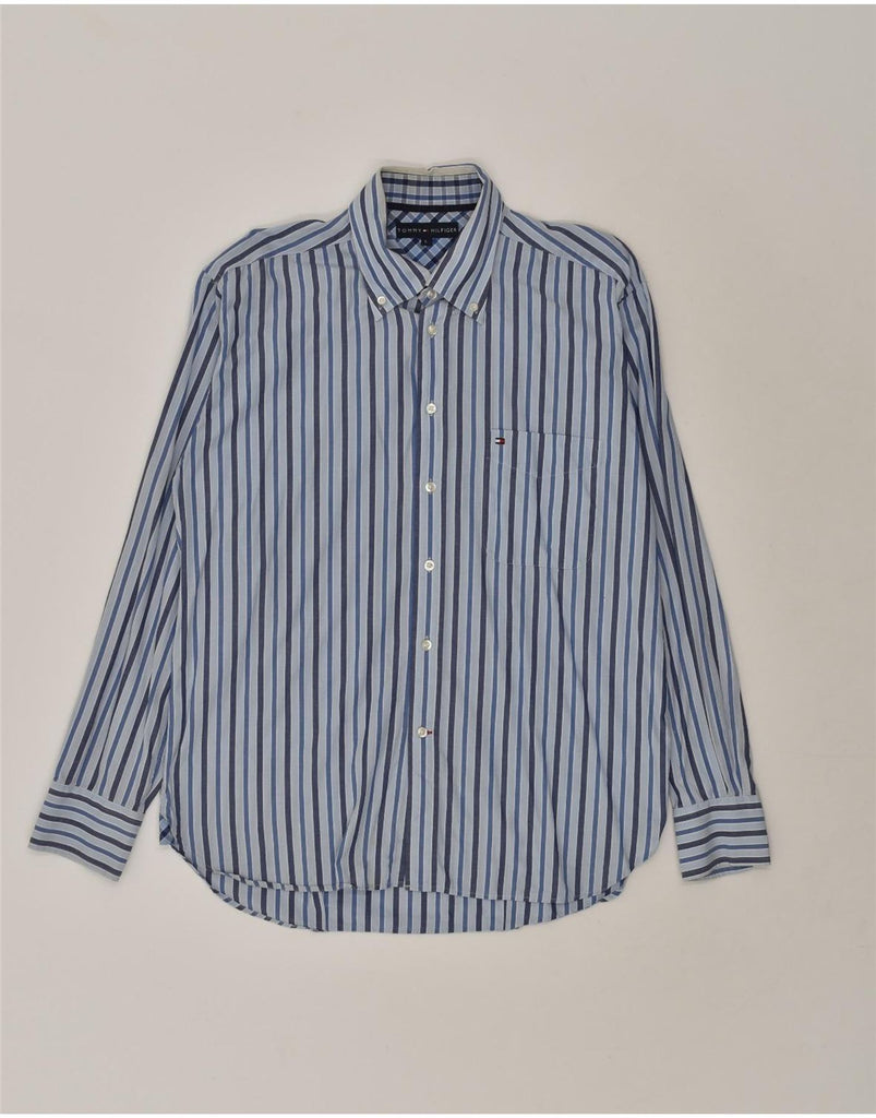 TOMMY HILFIGER Mens Shirt Large Blue Striped Cotton | Vintage Tommy Hilfiger | Thrift | Second-Hand Tommy Hilfiger | Used Clothing | Messina Hembry 