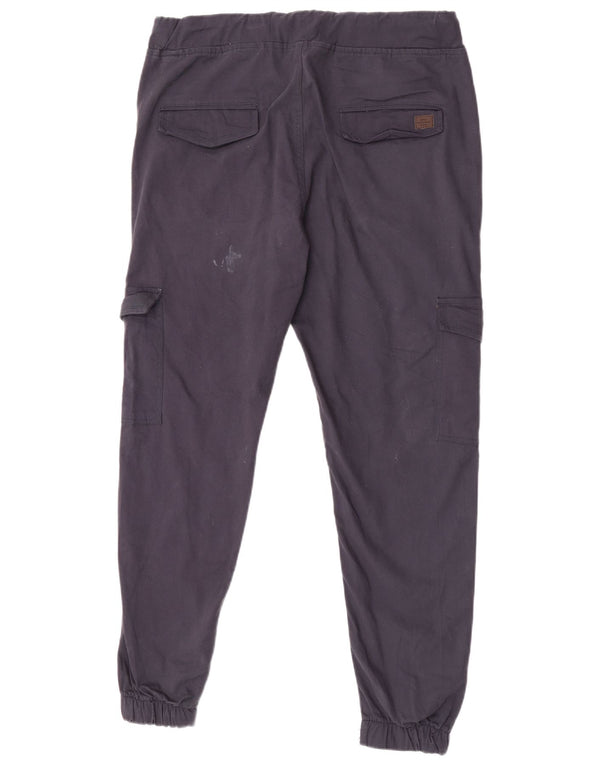 Zara Mens Joggers Cargo Trousers Large W36 L28 Navy Blue