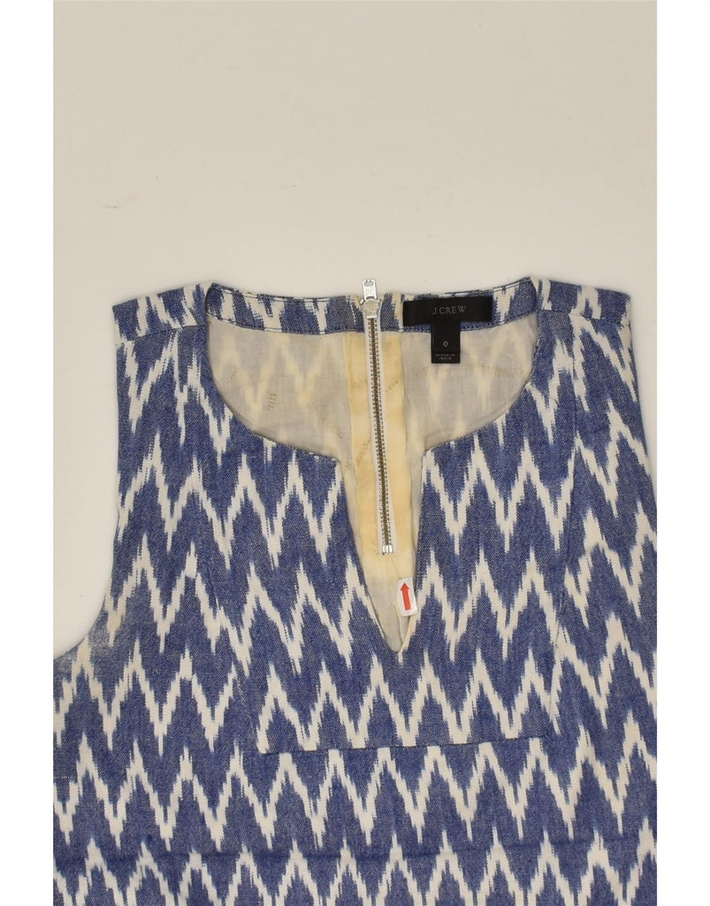 J. CREW Womens Sleeveless Blouse Top US 0 XS Blue Chevron Cotton | Vintage J. Crew | Thrift | Second-Hand J. Crew | Used Clothing | Messina Hembry 