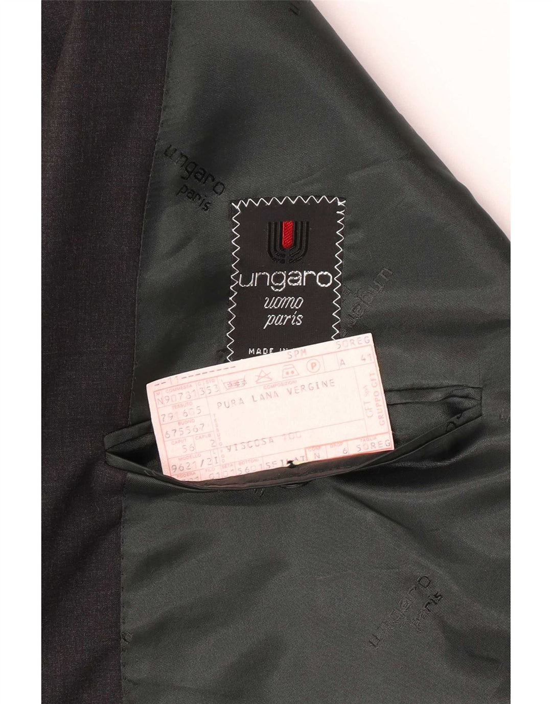 Ungaro Mens Double Breasted Blazer Jacket IT 50 Large Grey Virgin Wool