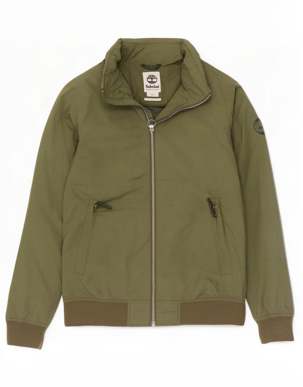 Timberland Mens Hooded Rain Jacket UK 38 Medium Khaki Polyester