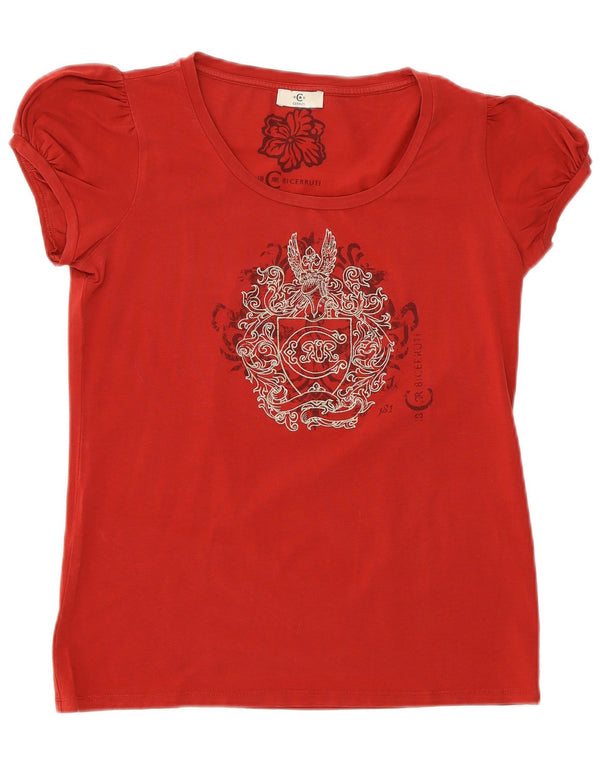 Cerruti 1881 Womens Graphic T-Shirt Top UK 12 Medium Red