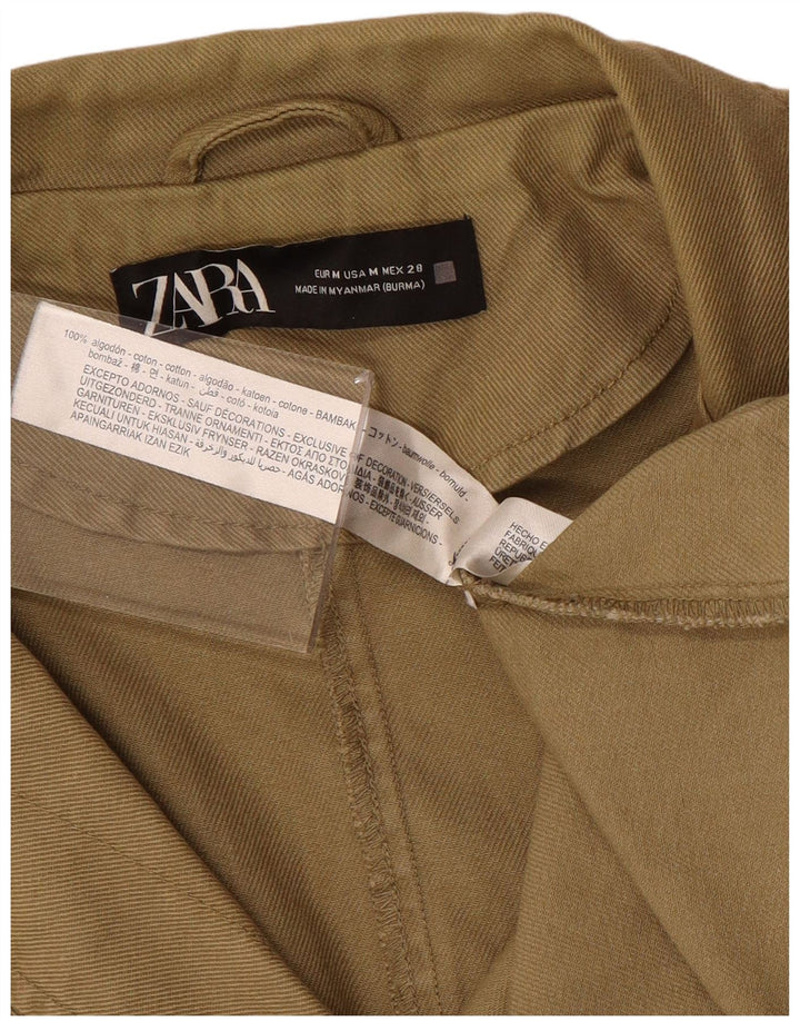 Zara Womens Military Utility Jacket UK 14 Medium Khaki Cotton