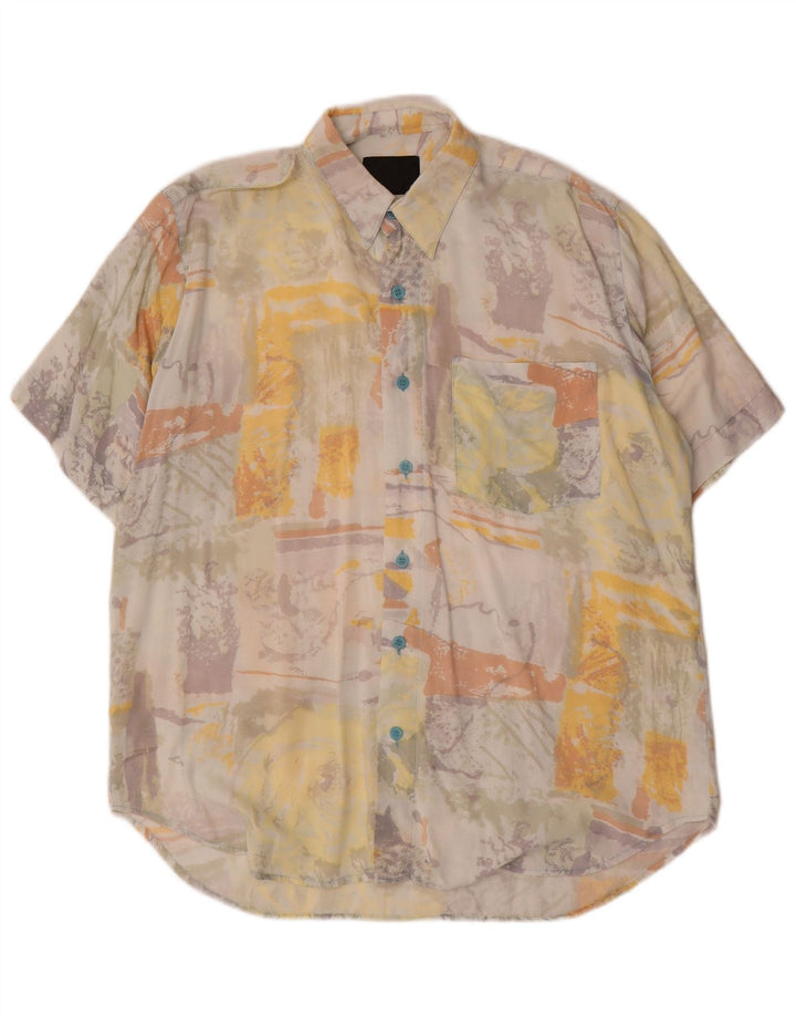 Vintage Mens Abstract Pattern Short Sleeve Shirt Large Multicoloured