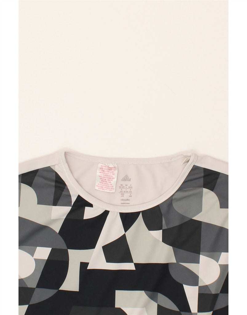 ADIDAS Girls Climalite Graphic T-Shirt Top 13-14 Years Black Colourblock Vintage Adidas and Second-Hand Adidas from Messina Hembry 