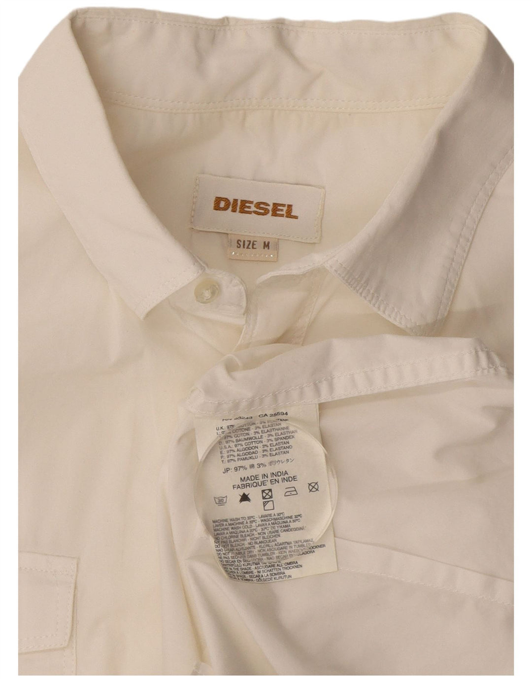 Diesel Mens Short Sleeve Shirt Medium White Cotton